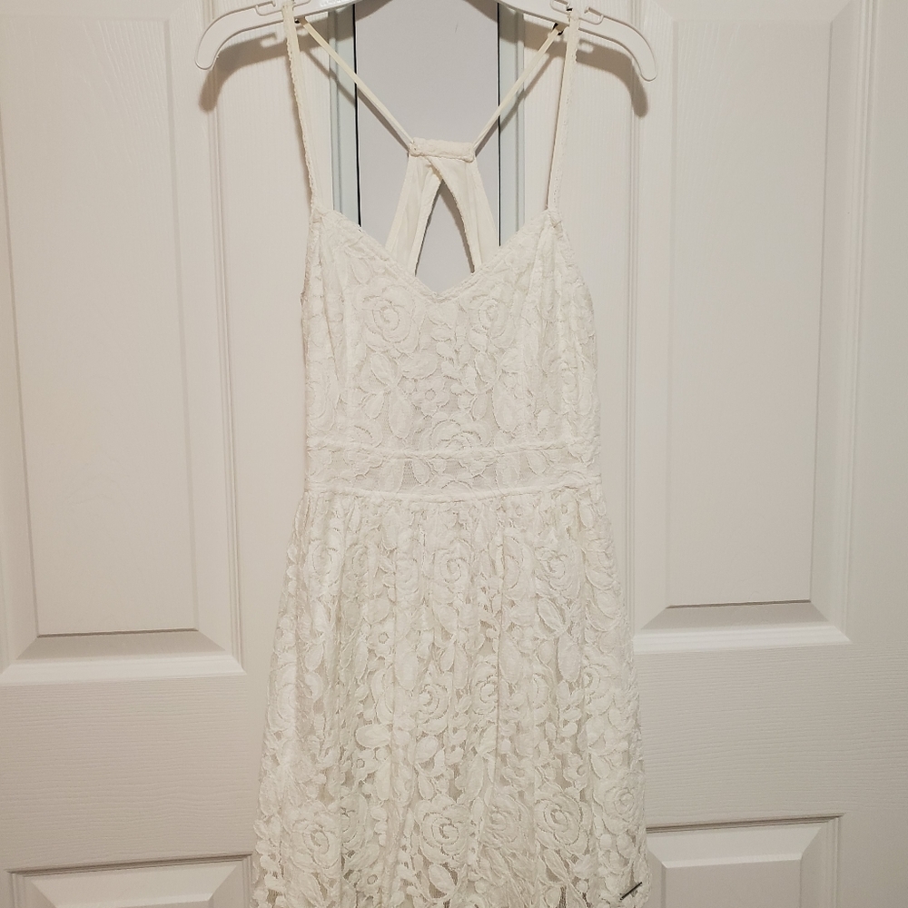 Abercrombie and Fitch white floral lace open back dress size small